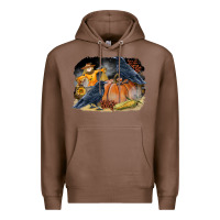 Chestnut Fall Background With Crow Premium Hoodie - LillyAllenDesigns