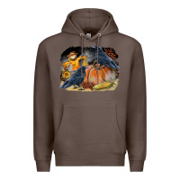 Coffee Fall Background With Crow Premium Hoodie - LillyAllenDesigns