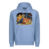Colony Blue Fall Background With Crow Premium Hoodie - LillyAllenDesigns
