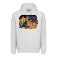 Dove Grey Fall Background With Crow Premium Hoodie - LillyAllenDesigns