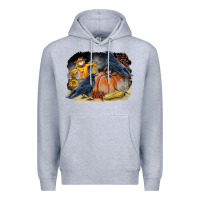 Heather Grey Fall Background With Crow Premium Hoodie - LillyAllenDesigns