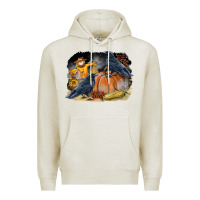 Oatmeal Heather Fall Background With Crow Premium Hoodie - LillyAllenDesigns