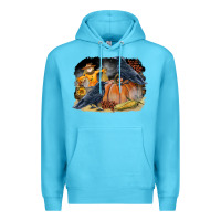Ocean Blue Fall Background With Crow Premium Hoodie - LillyAllenDesigns
