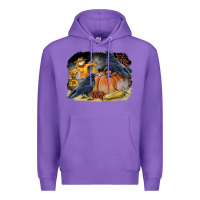Purple Fall Background With Crow Premium Hoodie - LillyAllenDesigns