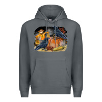 Rock Fall Background With Crow Premium Hoodie - LillyAllenDesigns