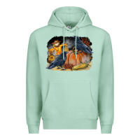 Seafoam Fall Background With Crow Premium Hoodie - LillyAllenDesigns