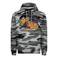Slate Camo Fall Background With Crow Premium Hoodie - LillyAllenDesigns