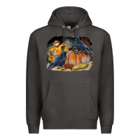 Smoke Fall Background With Crow Premium Hoodie - LillyAllenDesigns