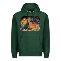 Sports Green Fall Background With Crow Premium Hoodie - LillyAllenDesigns