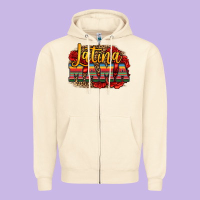 Latina Mama Zipper Hoodie Designed By Jasminsmagicworld