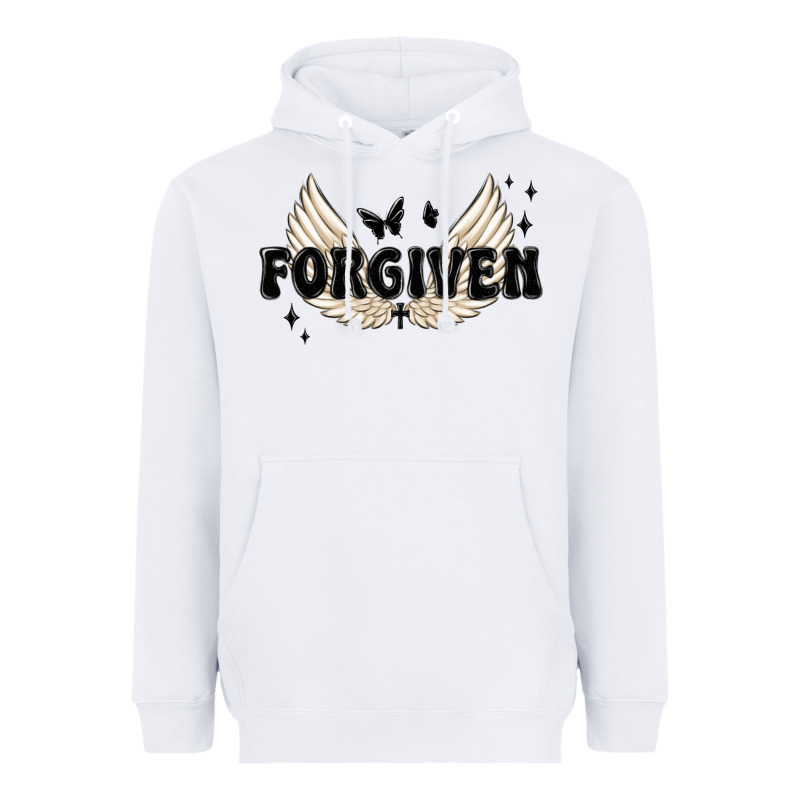 Forgiven Christian Angel Wings Heavyweight Hoodie by MaliasSmallBusiness | Teevron
