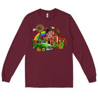 Burgundy barn st patricks with truck and shamrocks Long Sleeve Tee - AdoDesignShop