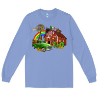 Colony Blue barn st patricks with truck and shamrocks Long Sleeve Tee - AdoDesignShop