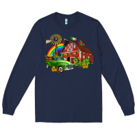 Navy barn st patricks with truck and shamrocks Long Sleeve Tee - AdoDesignShop
