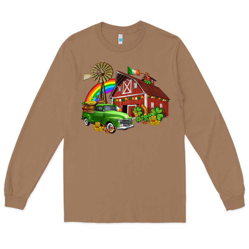 Barn St Patricks With Truck And Shamrocks Long Sleeve Tee by AdoDesignShop | Teevron