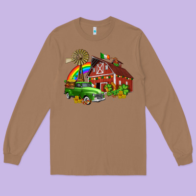 Barn St Patricks With Truck And Shamrocks Long Sleeve Tee Designed By Adodesignshop