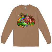 Toasted Coconut barn st patricks with truck and shamrocks Long Sleeve Tee - AdoDesignShop