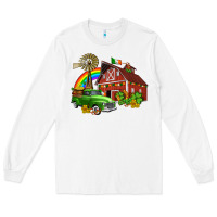 White barn st patricks with truck and shamrocks Long Sleeve Tee - AdoDesignShop