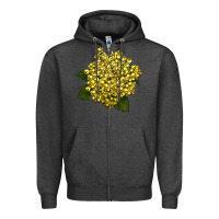 Charcoal Heather Oregon Grape Flower Illustrations Zipper Hoodie - LillyAllenDesigns