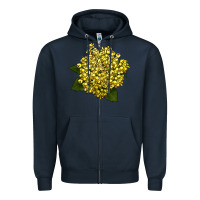 Navy Oregon Grape Flower Illustrations Zipper Hoodie - LillyAllenDesigns