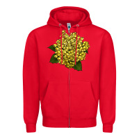 Red Oregon Grape Flower Illustrations Zipper Hoodie - LillyAllenDesigns