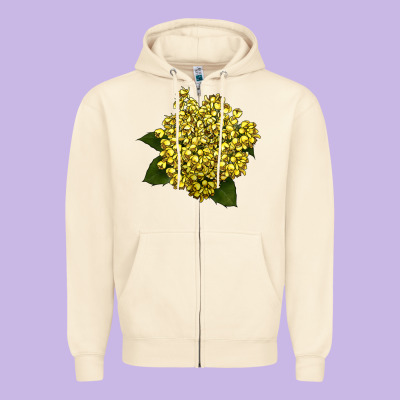 Oregon Grape Flower Illustrations Zipper Hoodie Designed By Lillyallendesigns