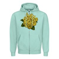 Seafoam Oregon Grape Flower Illustrations Zipper Hoodie - LillyAllenDesigns