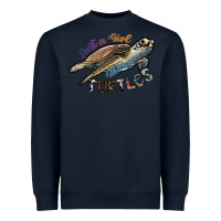 Navy just a girl who loves turtles Heavyweight Sweatshirt - SublimationCraftShop
