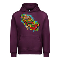 Mauve Wine Mexico Map with Leopard and Sunflowers Urban Hoodie - texasbilliewilder