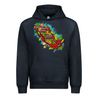 Navy Mexico Map with Leopard and Sunflowers Urban Hoodie - texasbilliewilder