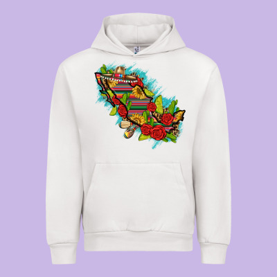 Mexico Map With Leopard And Sunflowers Urban Hoodie Designed By Texasbilliewilder