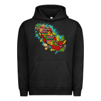Pigment Black Mexico Map with Leopard and Sunflowers Urban Hoodie - texasbilliewilder