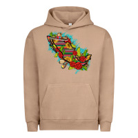 Pigment Burro Mexico Map with Leopard and Sunflowers Urban Hoodie - texasbilliewilder
