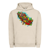 Pigment French Oak Mexico Map with Leopard and Sunflowers Urban Hoodie - texasbilliewilder