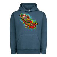 Pigment Midnight Navy Mexico Map with Leopard and Sunflowers Urban Hoodie - texasbilliewilder