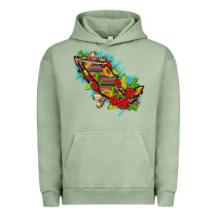 Pigment Oil Green Mexico Map with Leopard and Sunflowers Urban Hoodie - texasbilliewilder