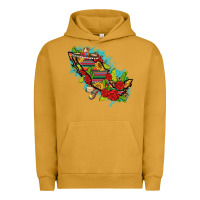Pigment Peanut Butter Mexico Map with Leopard and Sunflowers Urban Hoodie - texasbilliewilder