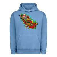Pigment Pebble Blue Mexico Map with Leopard and Sunflowers Urban Hoodie - texasbilliewilder