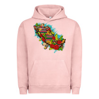 Pigment Salmon Mexico Map with Leopard and Sunflowers Urban Hoodie - texasbilliewilder