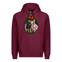 Burgundy christmas pig Premium Hoodie - LillyAllenDesigns