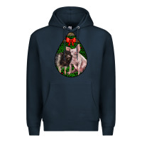 Navy christmas pig Premium Hoodie - LillyAllenDesigns