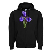 Black Iris Flower Illustrations Zipper Hoodie - LillyAllenDesigns