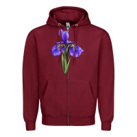 Burgundy Iris Flower Illustrations Zipper Hoodie - LillyAllenDesigns