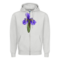 Dove Grey Iris Flower Illustrations Zipper Hoodie - LillyAllenDesigns