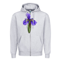 Heather Grey Iris Flower Illustrations Zipper Hoodie - LillyAllenDesigns