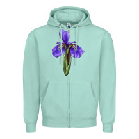 Seafoam Iris Flower Illustrations Zipper Hoodie - LillyAllenDesigns