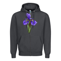 Smoke Iris Flower Illustrations Zipper Hoodie - LillyAllenDesigns