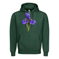 Sports Green Iris Flower Illustrations Zipper Hoodie - LillyAllenDesigns
