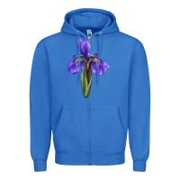 True Royal Iris Flower Illustrations Zipper Hoodie - LillyAllenDesigns