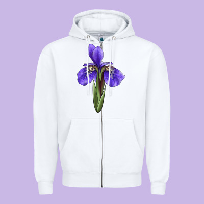 Iris Flower Illustrations Zipper Hoodie Designed By Lillyallendesigns